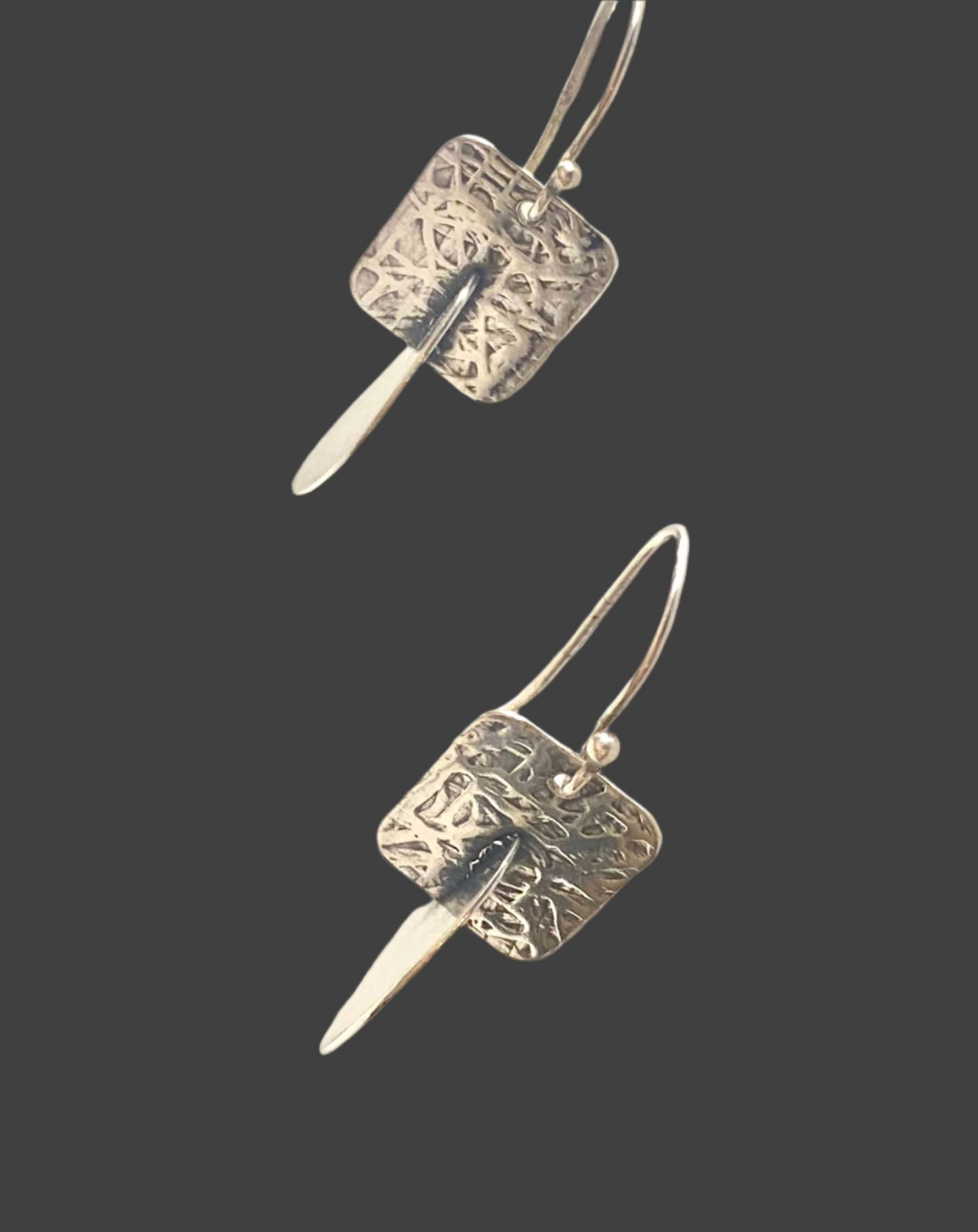 3 D textured silver earrings large, medium or small