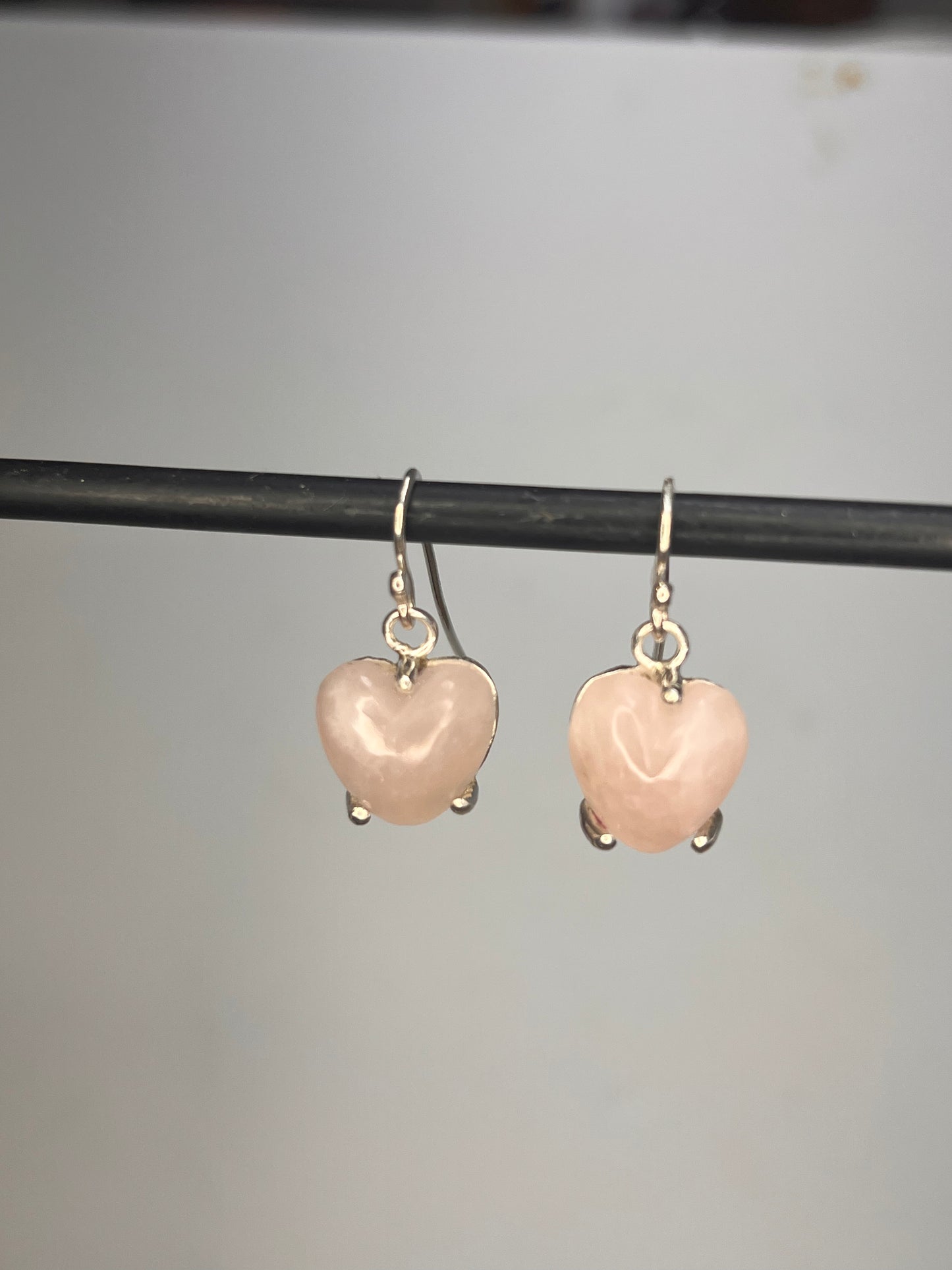 Rose Quartz Heart Earrings