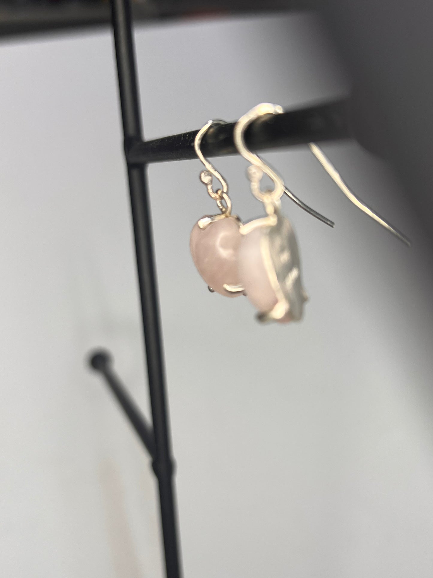 Rose Quartz Heart Earrings