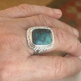 Chrysocolla and Aquamarine Ring in Sterling Silver size 7.25