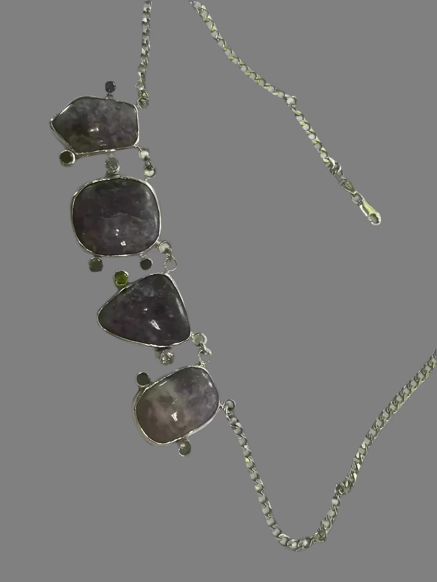 Blingy Lepidolite and Gemstone Necklace