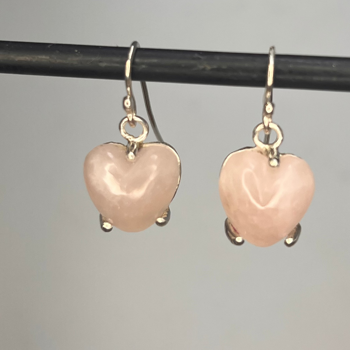 Rose Quartz Heart Earrings