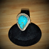 Turquoise and Sterling Hand Fabricated Ring Size 7