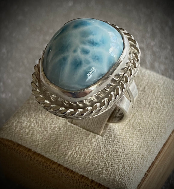 Larimar and Sterling Ring size 7.5
