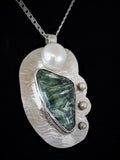 Sterling Silver Pendant with Seraphinite and Pearl