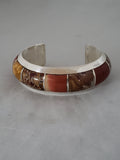 Sterling Silver Stone Inlaid Cuff in Autumn Tones