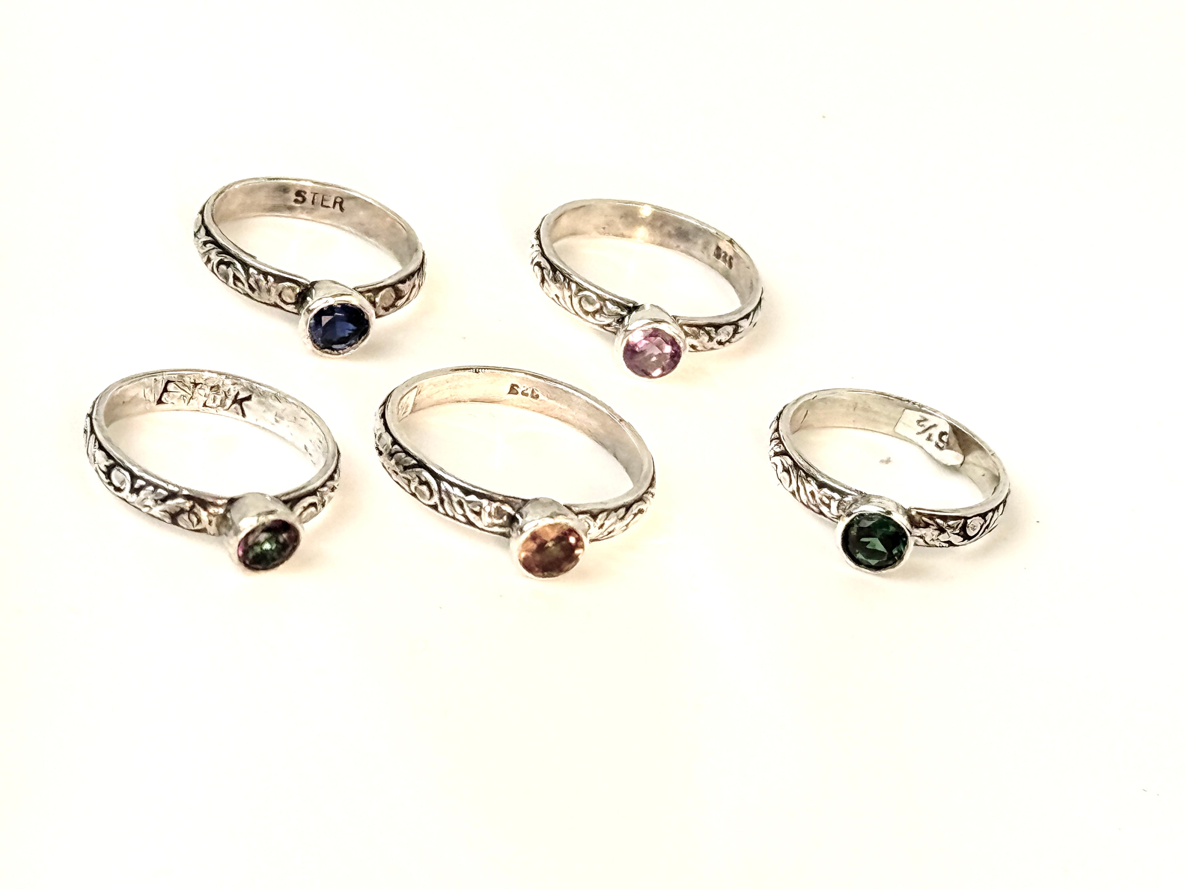 Gemstone Stackable Sterling Silver Rings