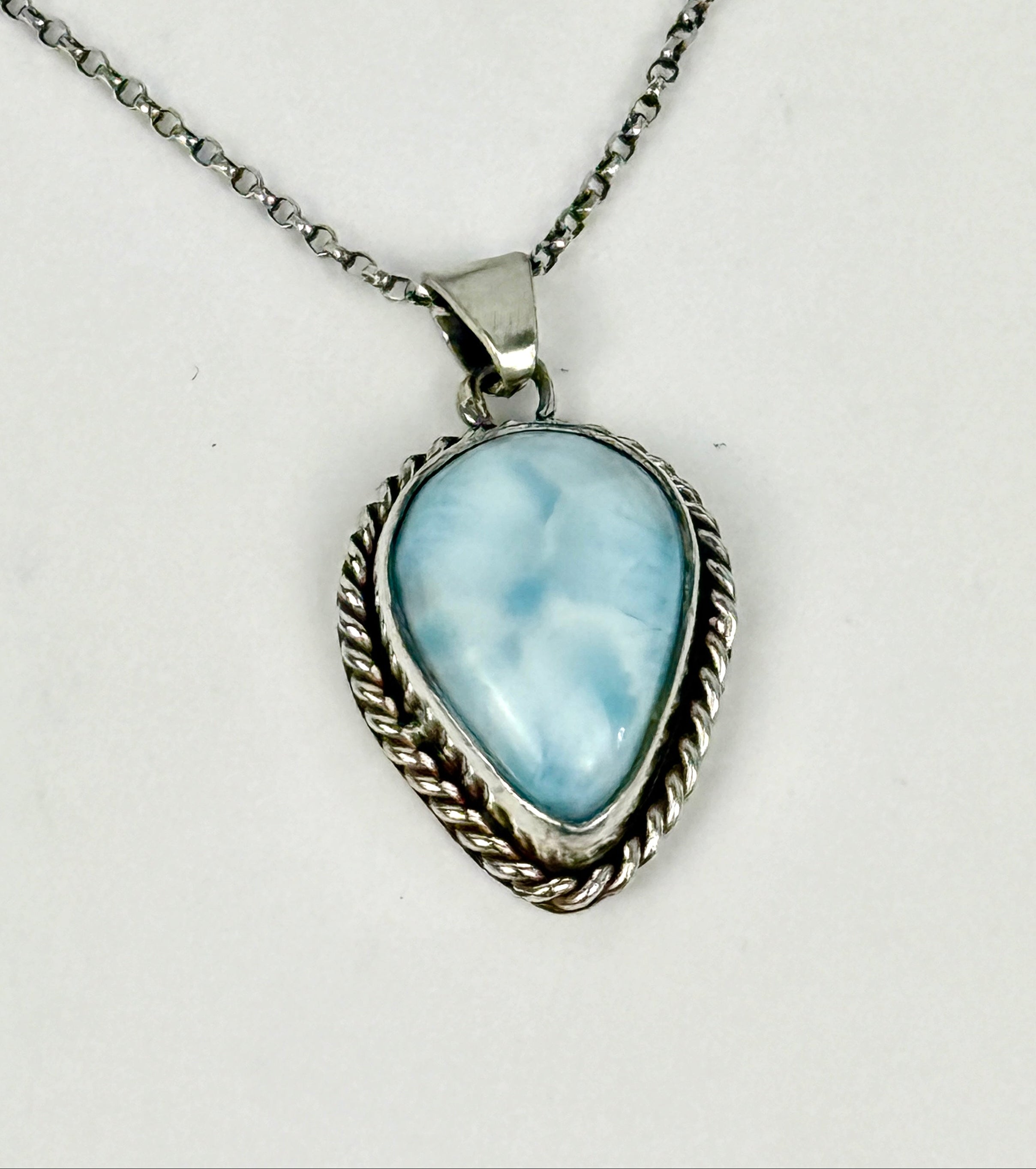 Larimar and Sterling Pendant
