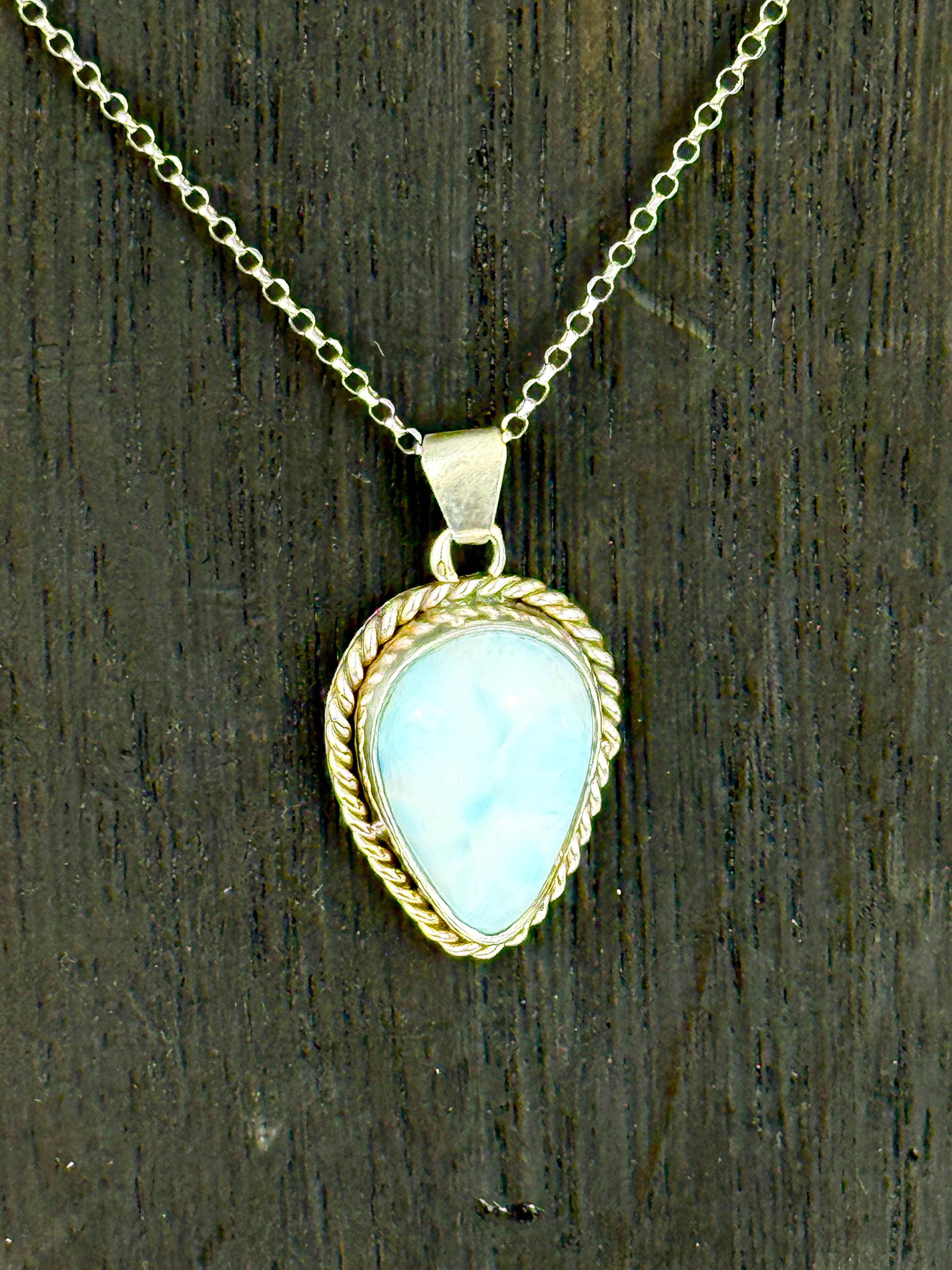 Larimar and Sterling Pendant