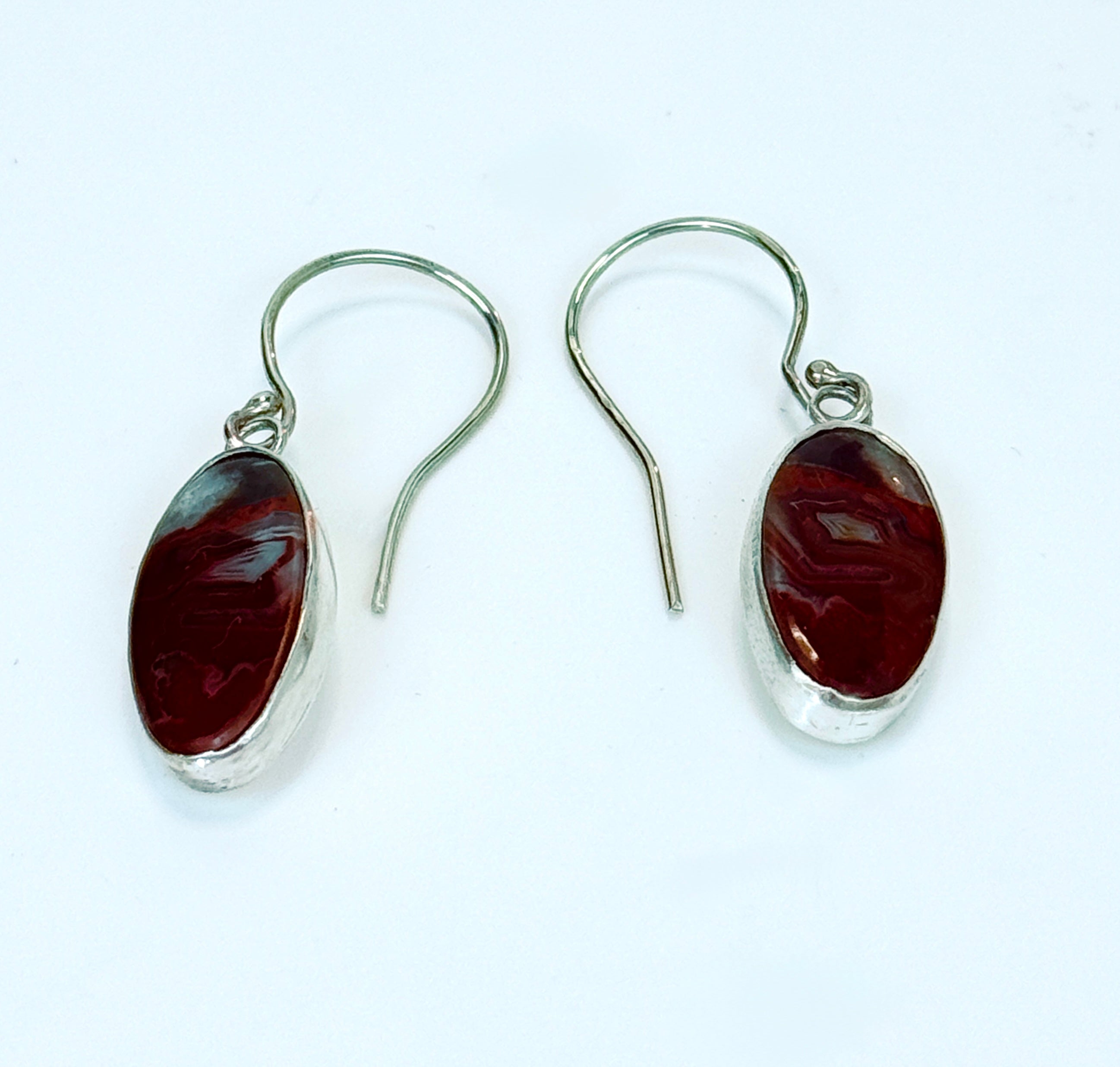 Red Agate and Sterling Silver Earrings