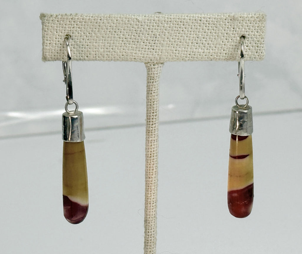 Mookaite Jasper and Silver Teardrop Earrings