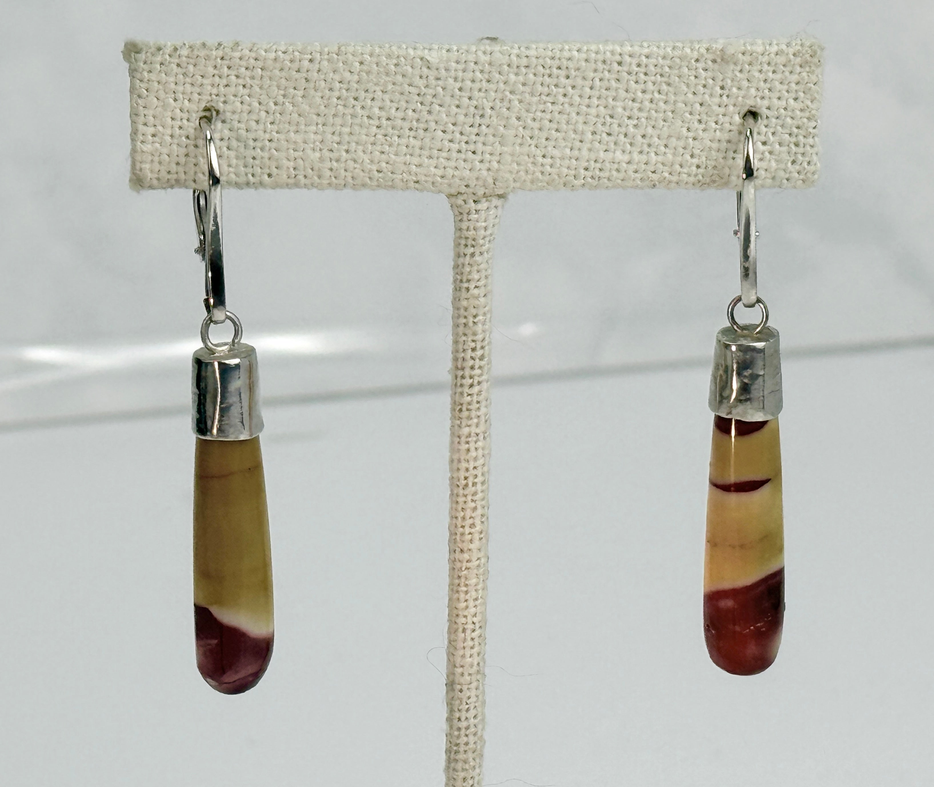 Mookaite Jasper and Silver Teardrop Earrings