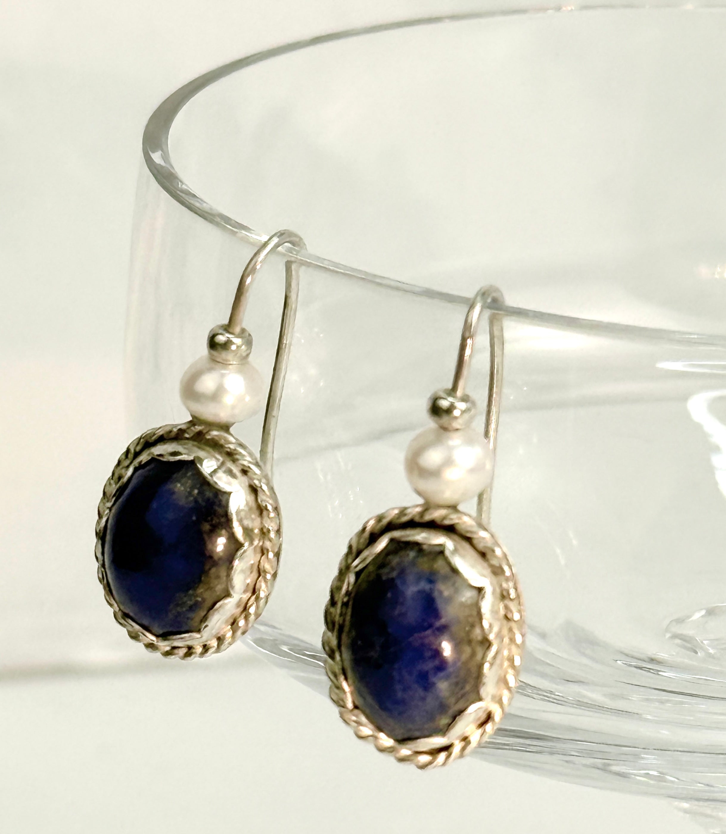 Lapis and Pearl Earrings