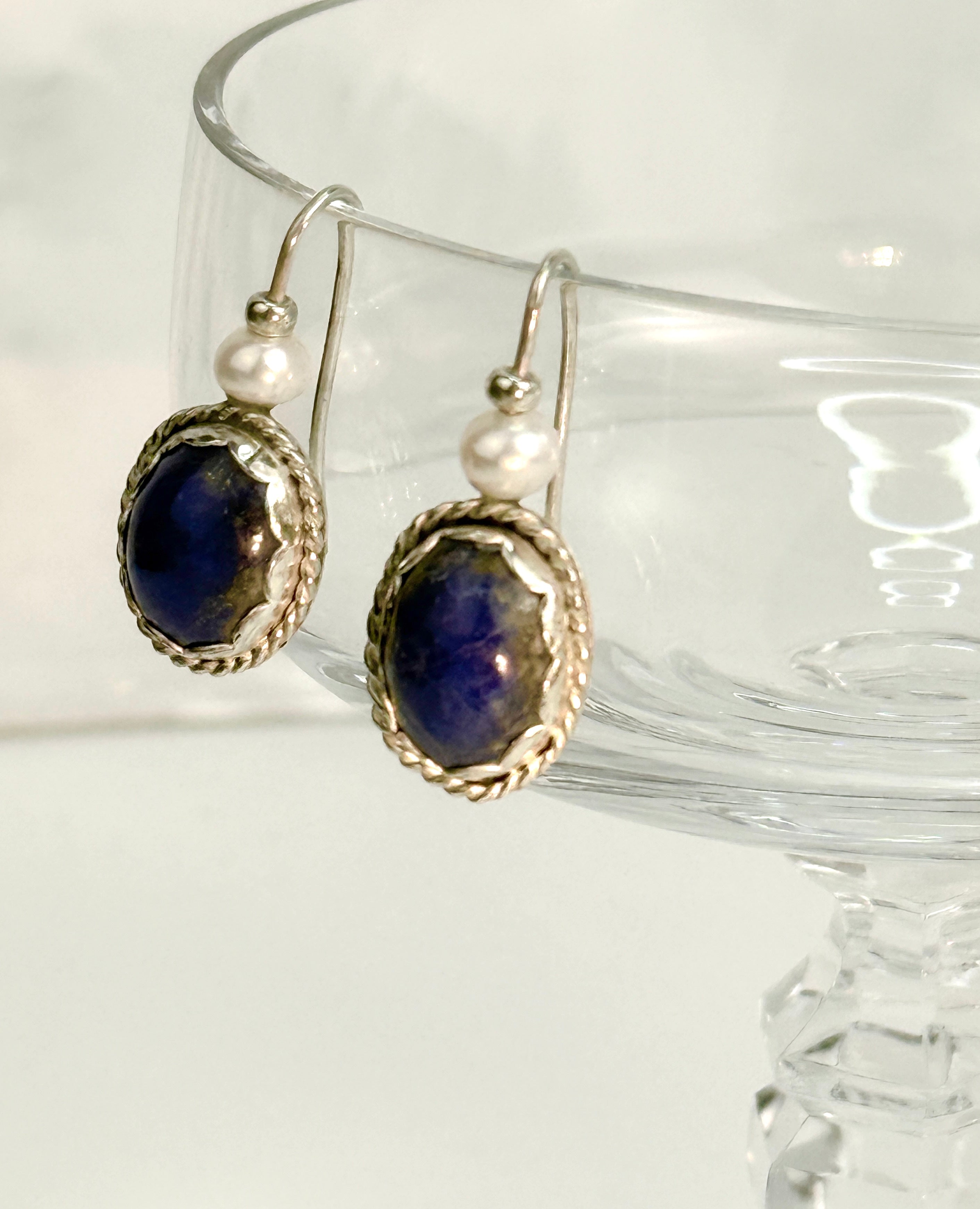 Lapis and Pearl Earrings