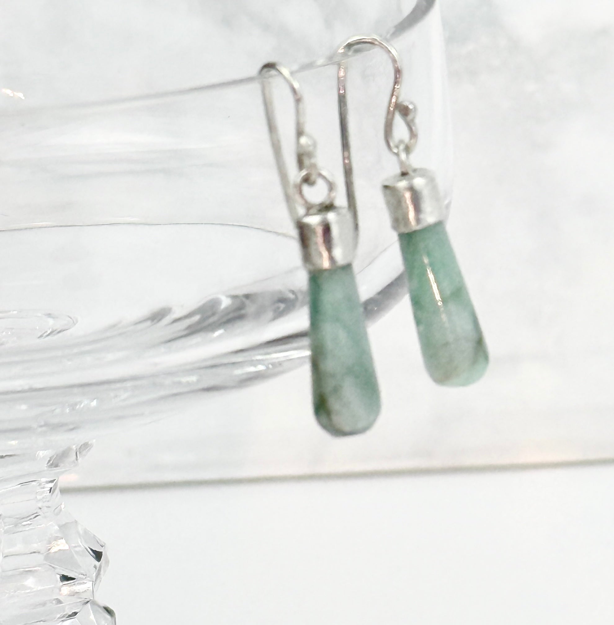Emerald and Silver Teardrop Earrings