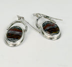 Red and Blue Agate and  Silver Dangle Earrings