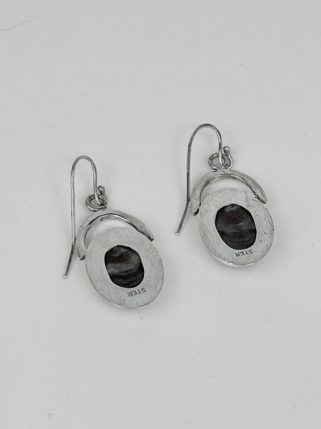 Red and Blue Agate and  Silver Dangle Earrings