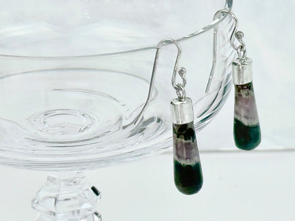 Mexican LacecAgate and SilverTeardrop Earrings