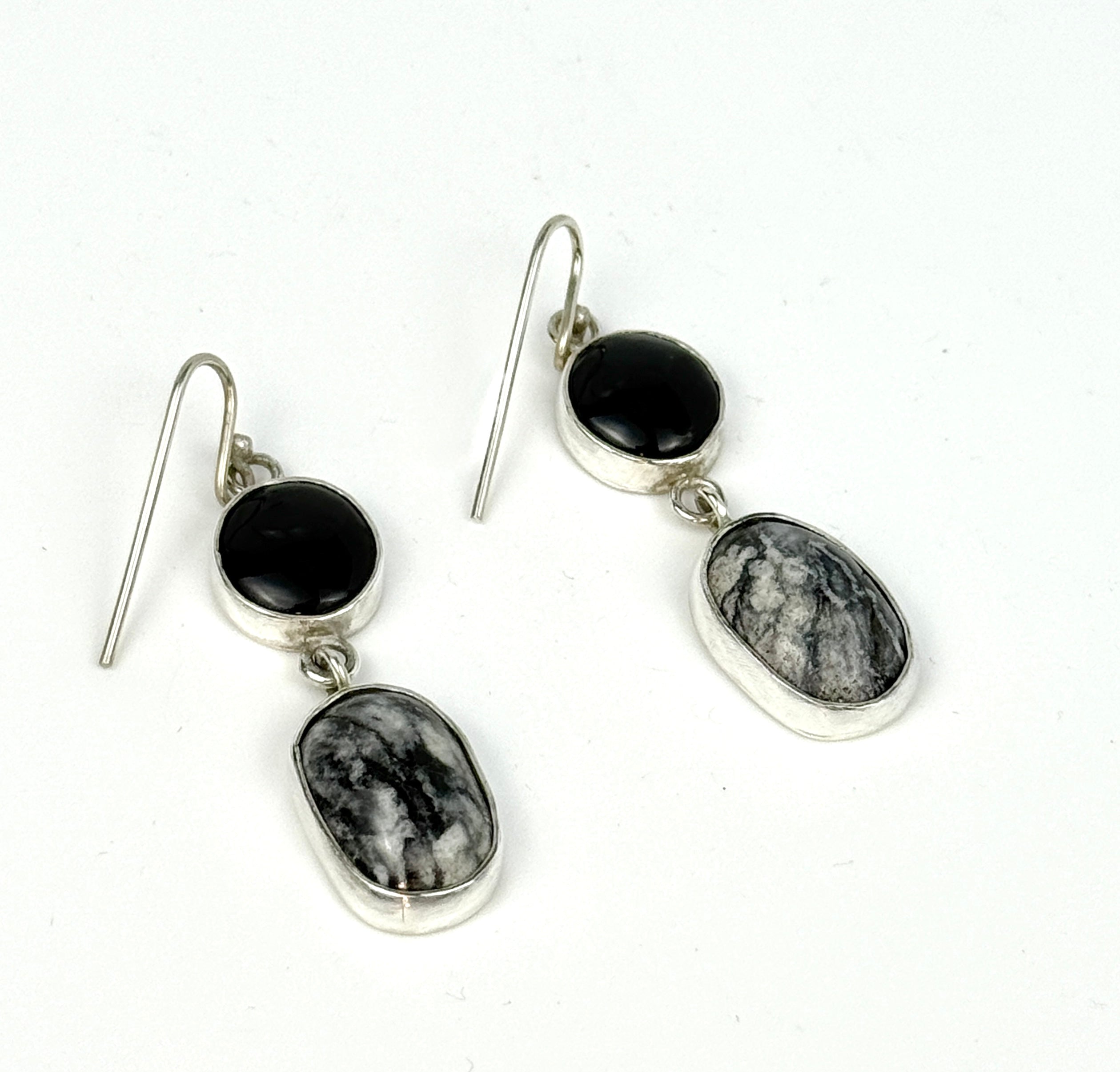Onyx and Marble Dangle Earrings