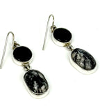 Onyx and Marble Dangle Earrings