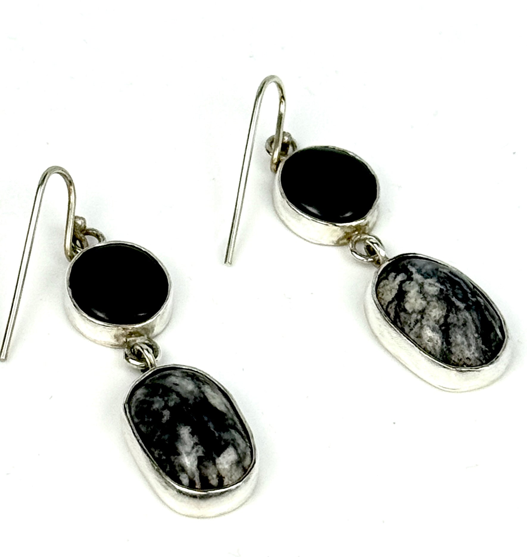 Onyx and Marble Dangle Earrings
