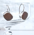 Coffee Colored Sea Glass Earrings