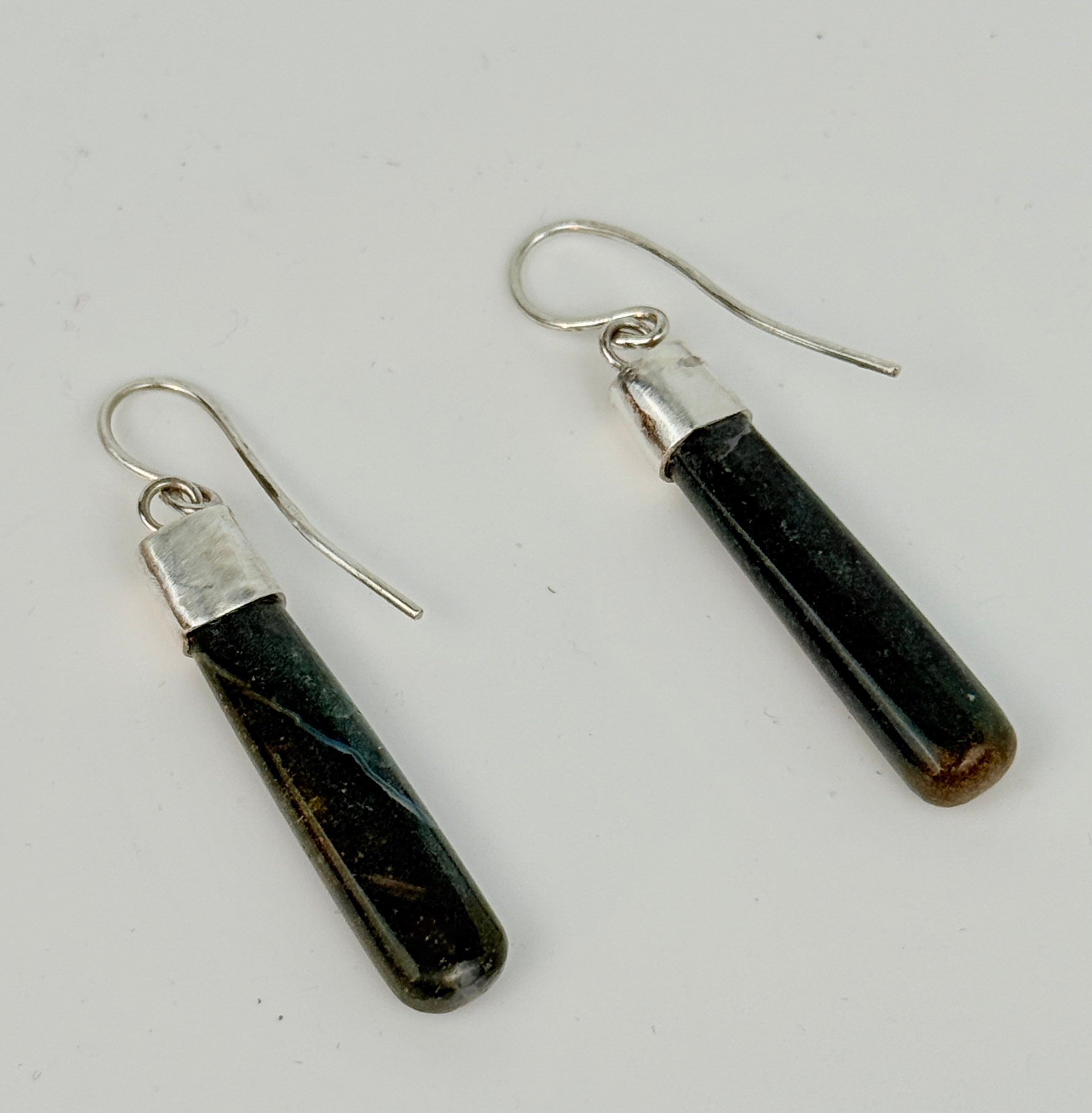 Panama Jasper and Silver Teardrop Earrings