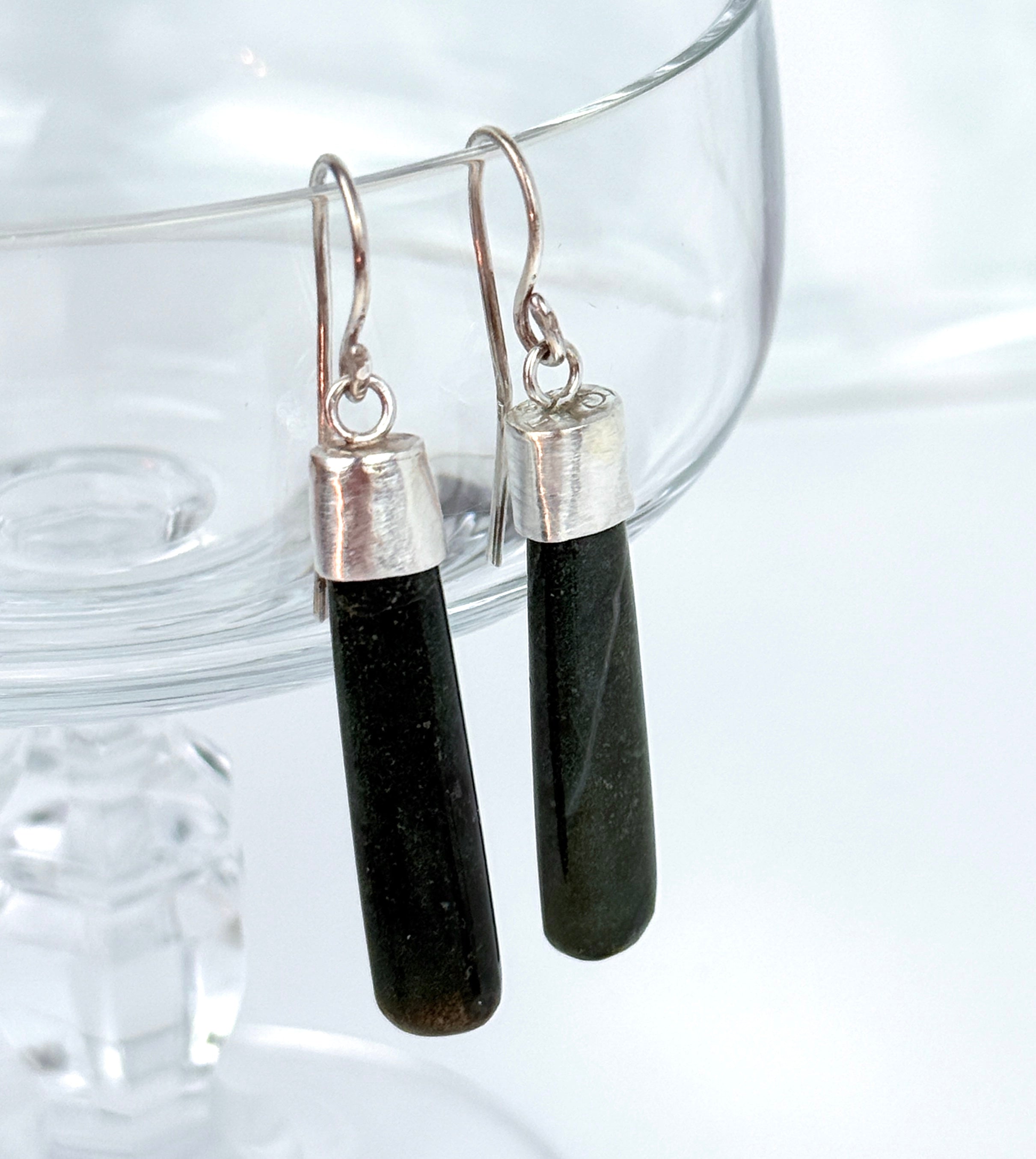 Panama Jasper and Silver Teardrop Earrings