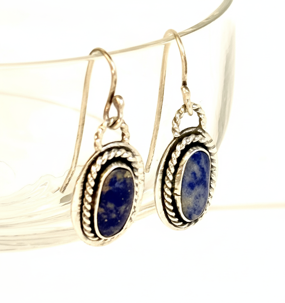 Sodalite and Silver Drop Earrings