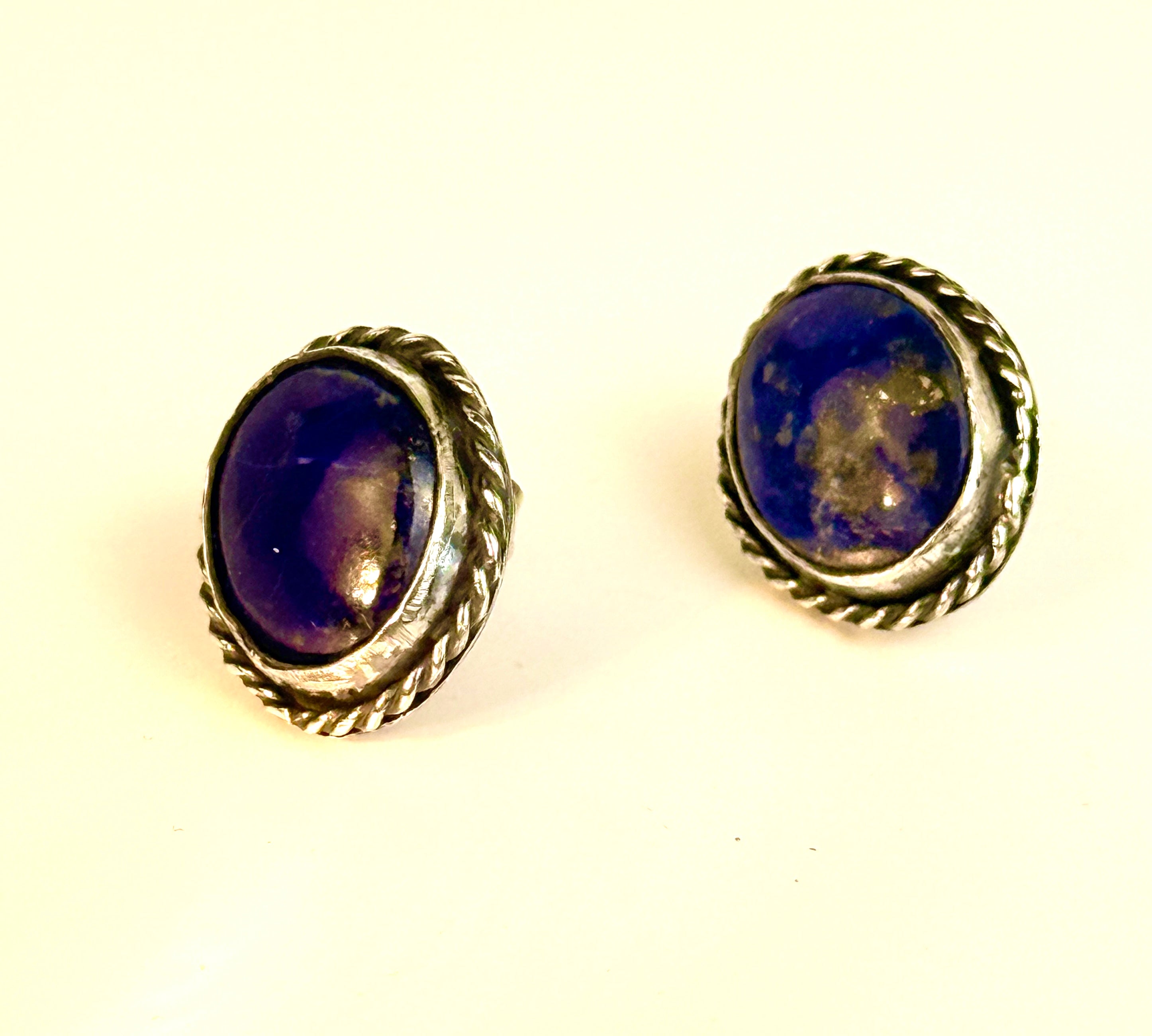 Lapis and Silver Stud Earrings