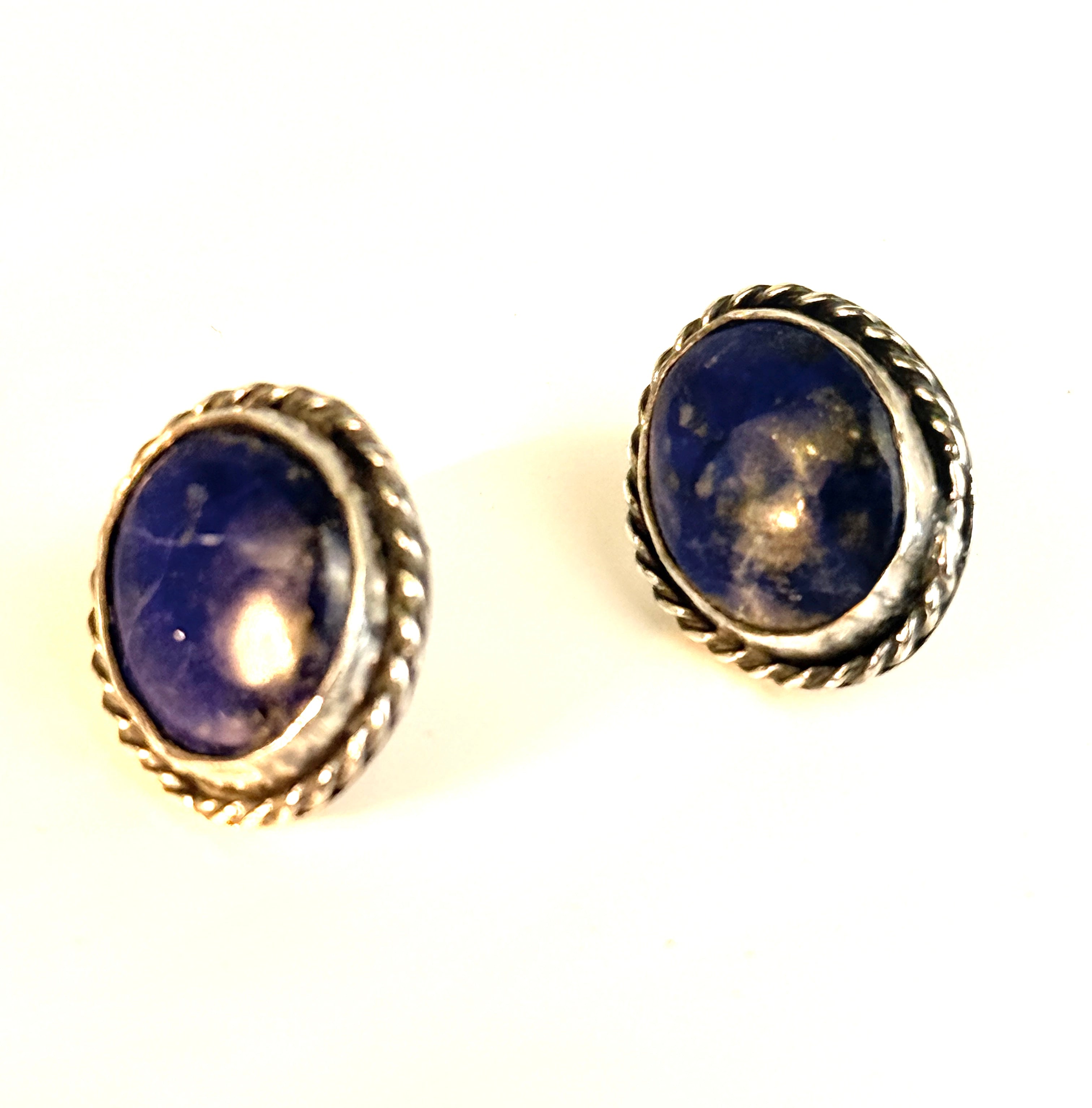 Lapis and Silver Stud Earrings