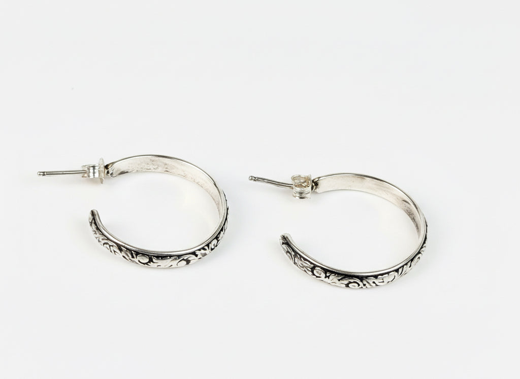 Wedding Band Sterling Silver Hoop Post Earrings in 3 sizes