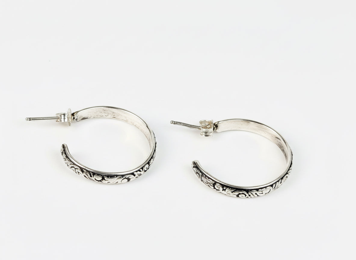Wedding Band Sterling Silver Hoop Post Earrings in 3 sizes