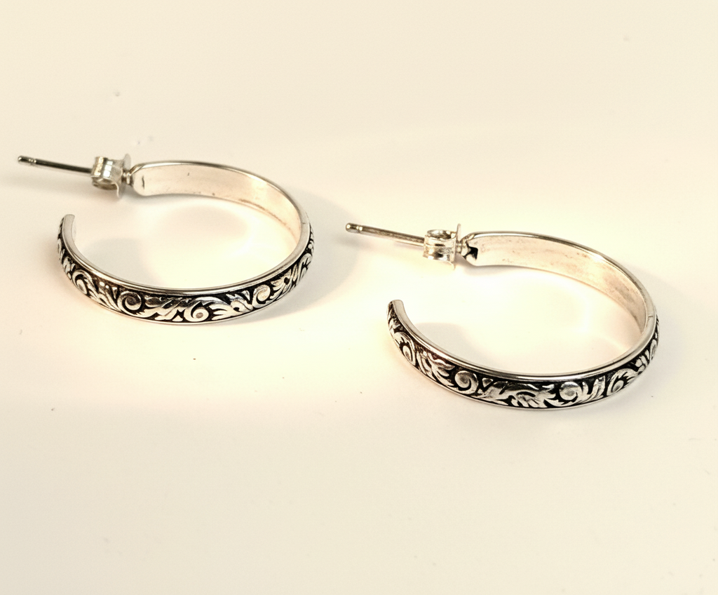 Wedding Band Sterling Silver Hoop Post Earrings in 3 sizes