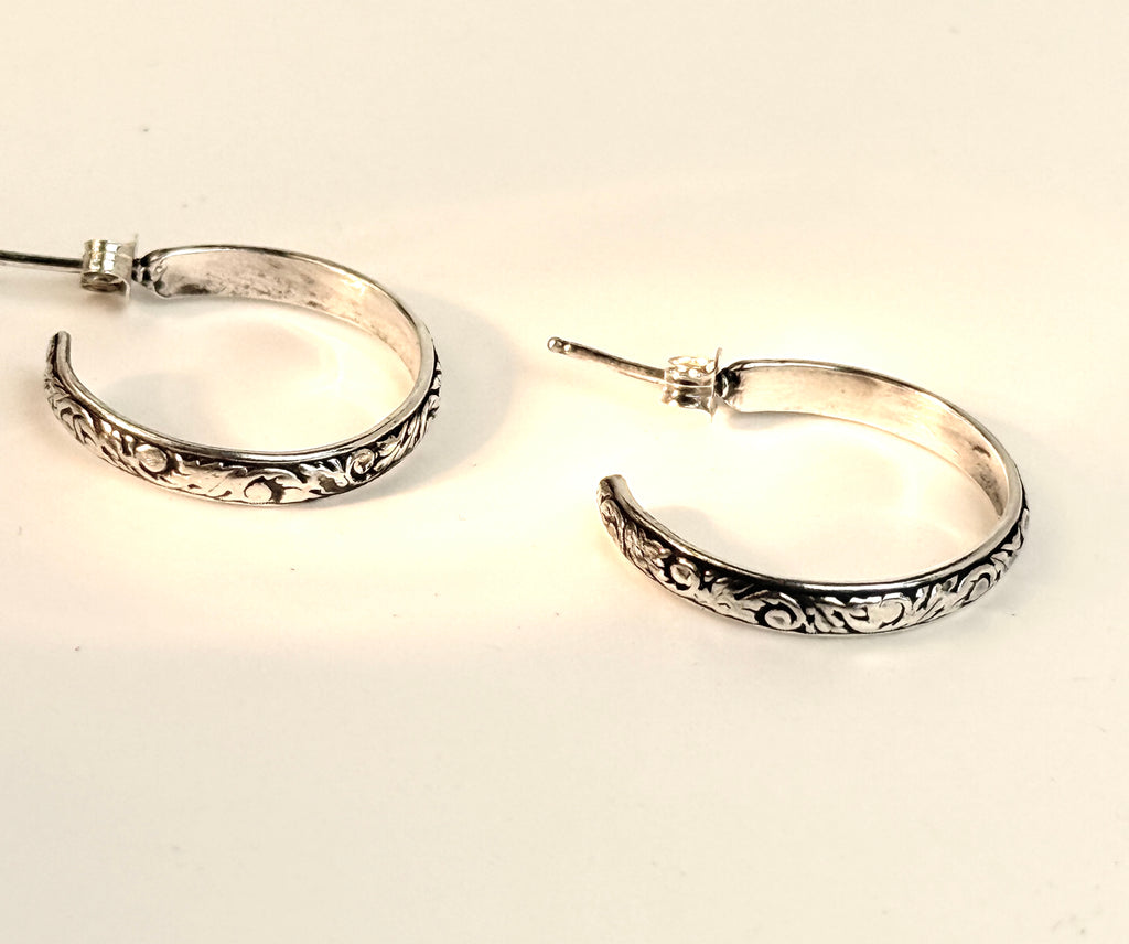 Wedding Band Sterling Silver Hoop Post Earrings in 3 sizes