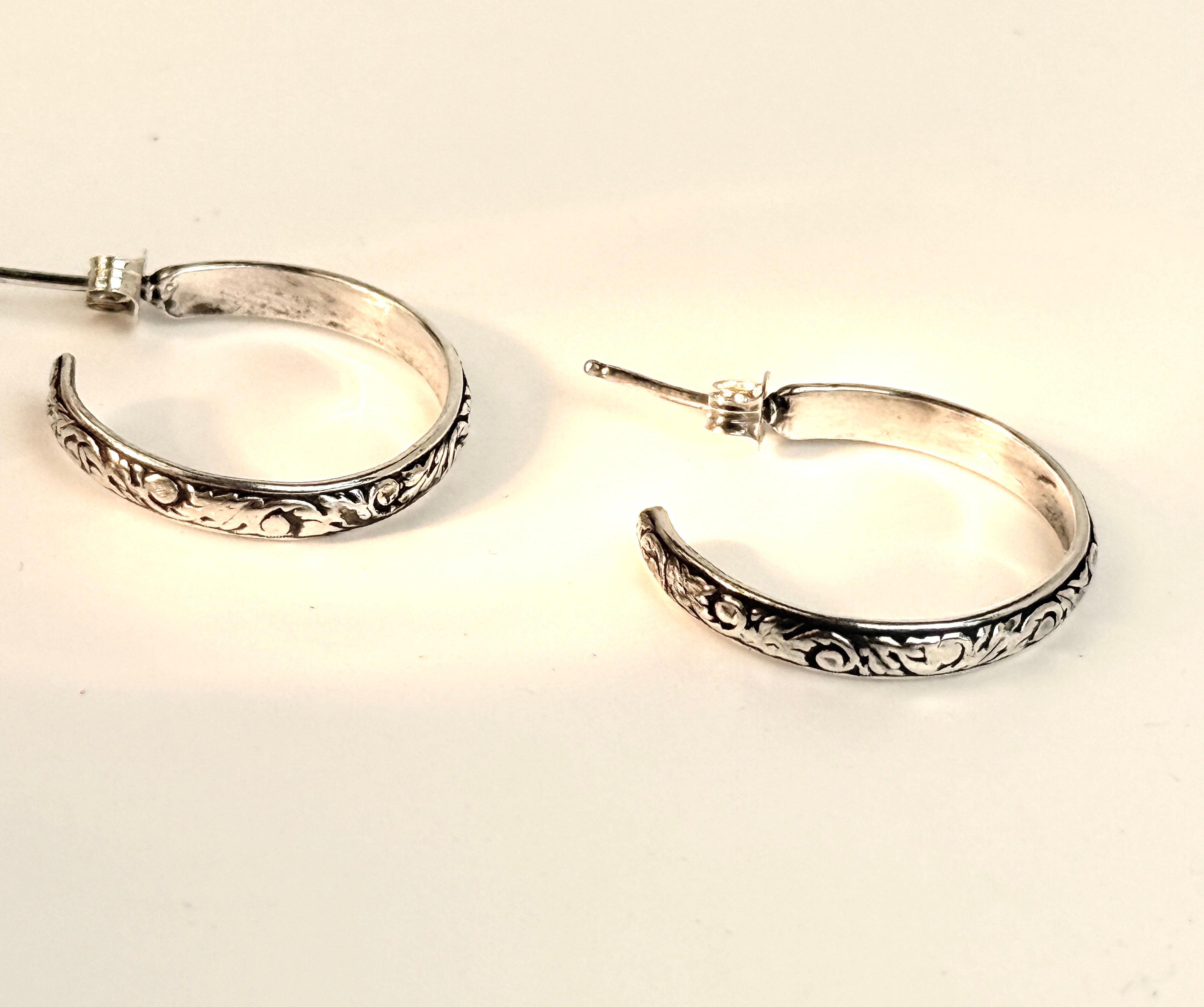 Wedding Band Sterling Silver Hoop Post Earrings in 3 sizes