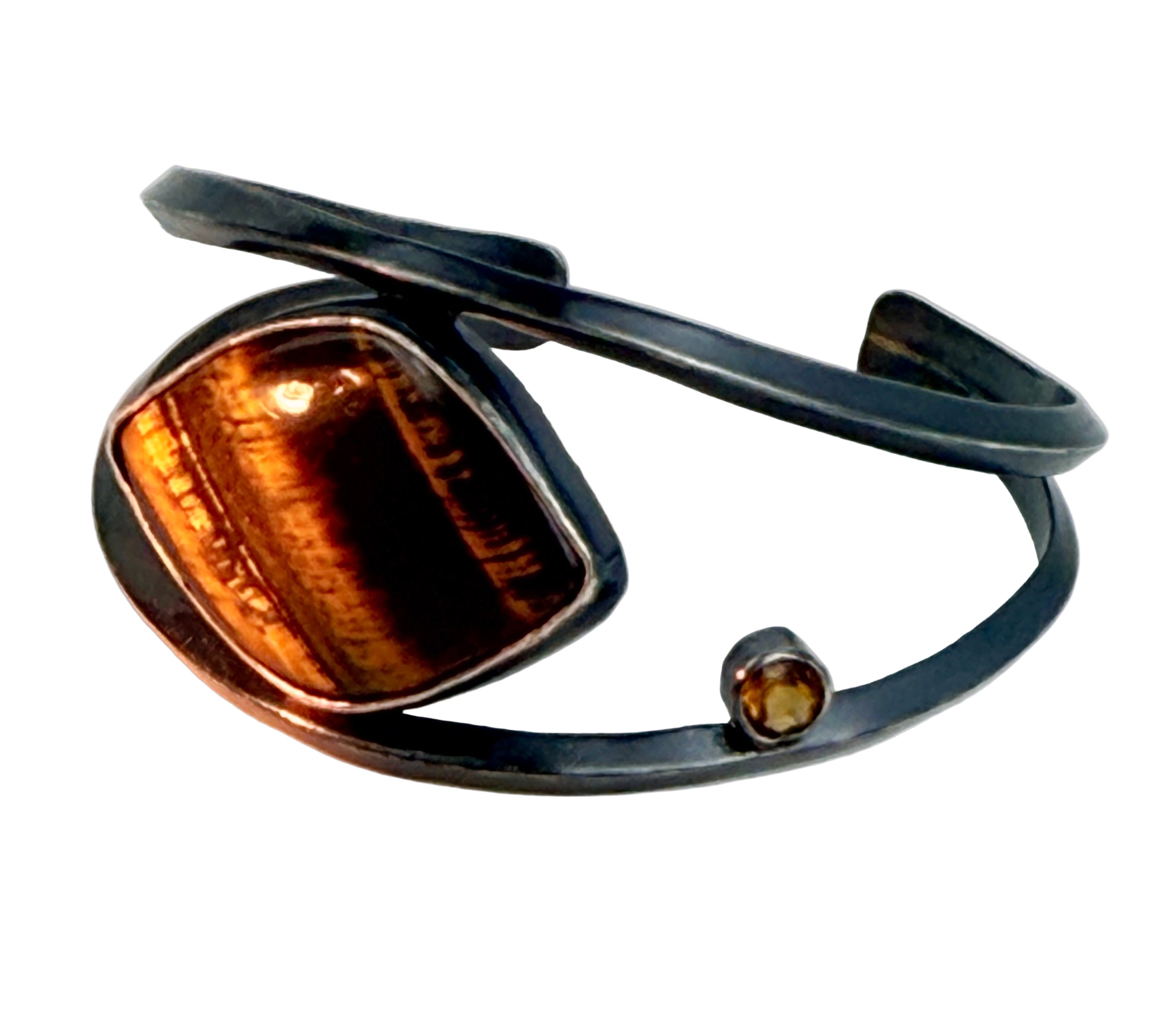 Tiger Eye and Oxidized Sterling Silver Cuff