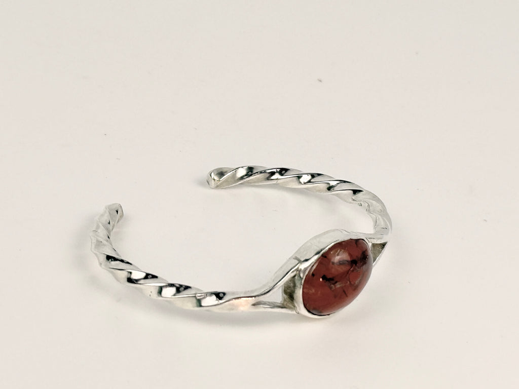 Brick red Jasper and Sterling Cuff