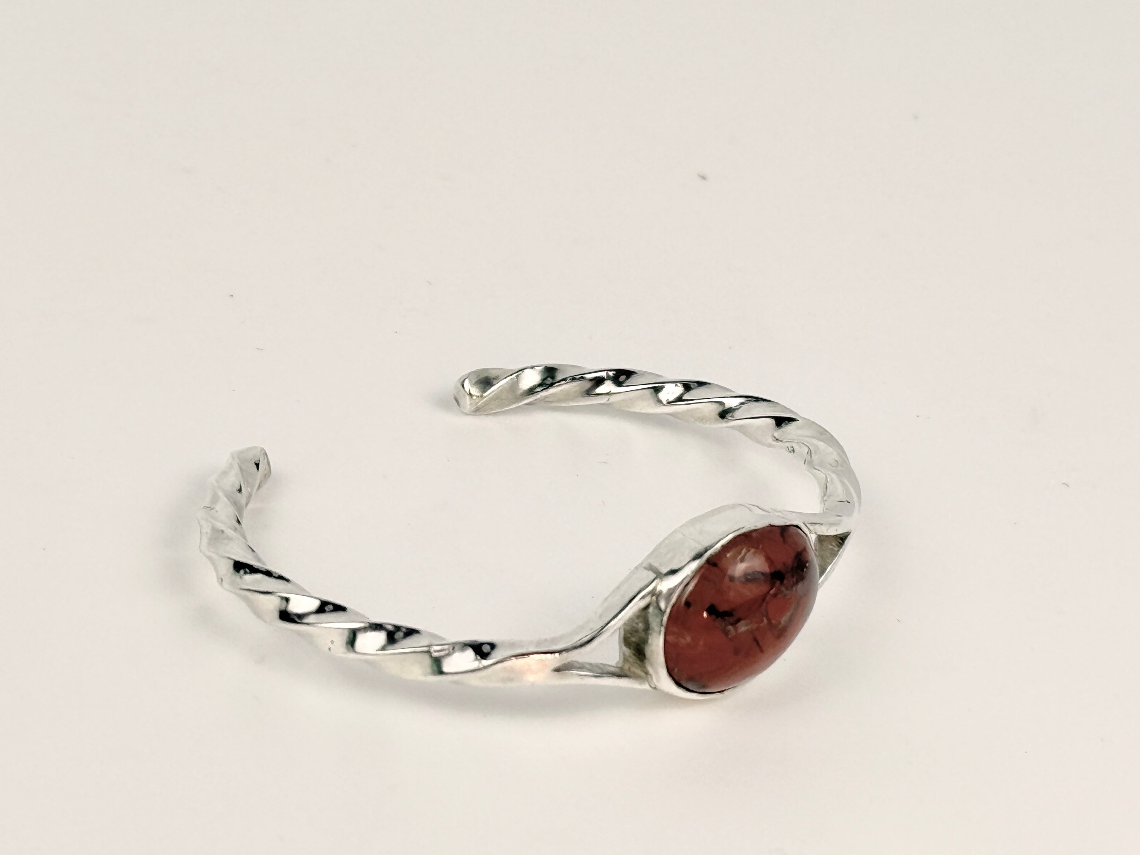 Brick red Jasper and Sterling Cuff
