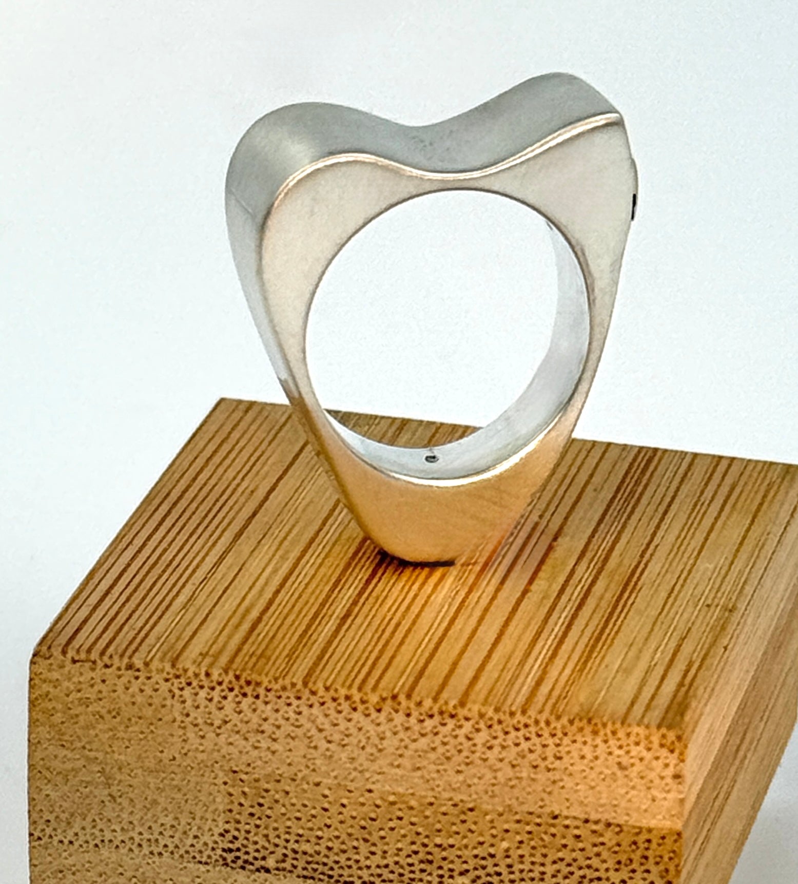 Sculptural Sterling Silver Ring with 18K Gold Accent  size 7