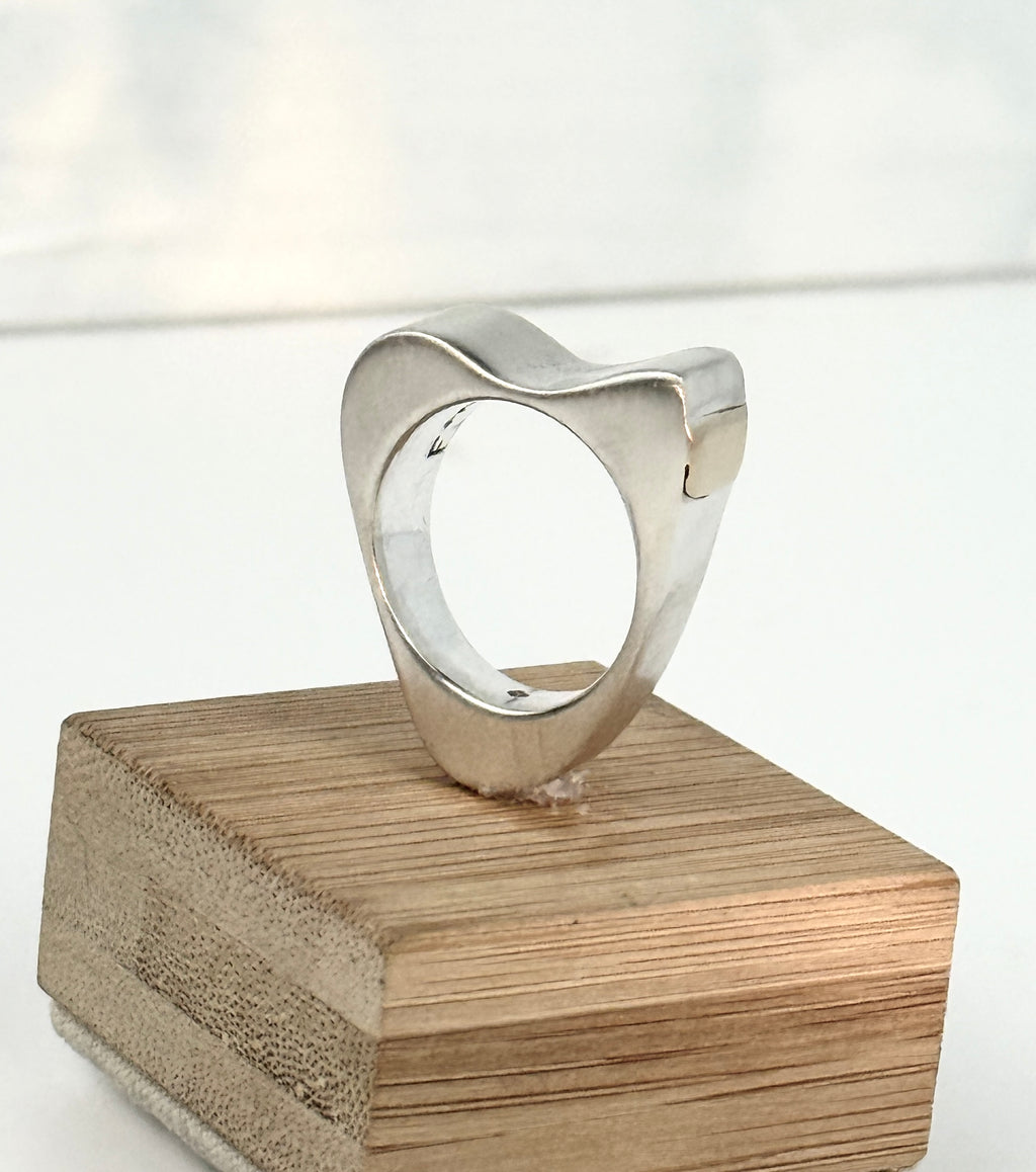 Sculptural Sterling Silver Ring with 18K Gold Accent  size 7