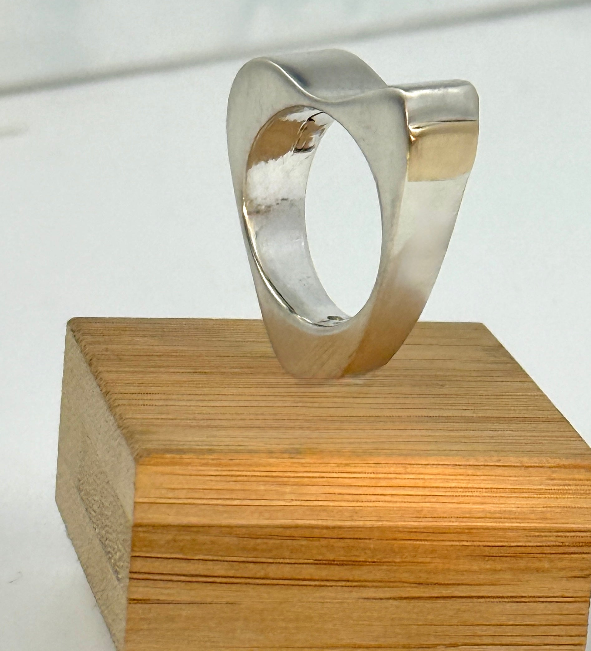 Sculptural Sterling Silver Ring with 18K Gold Accent  size 7