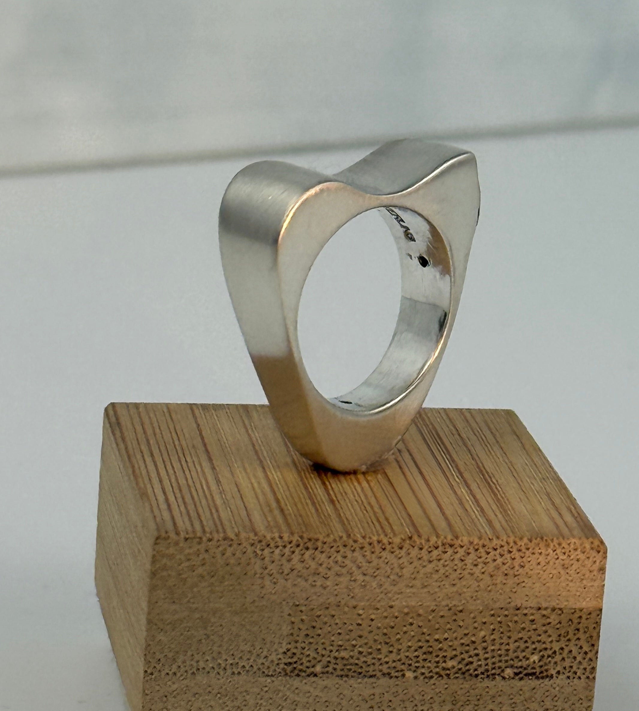 Sculptural Sterling Silver Ring with 18K Gold Accent  size 7