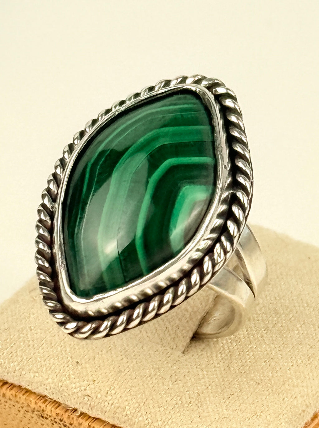 Malachite  and Silver Statement Ring size 8.5