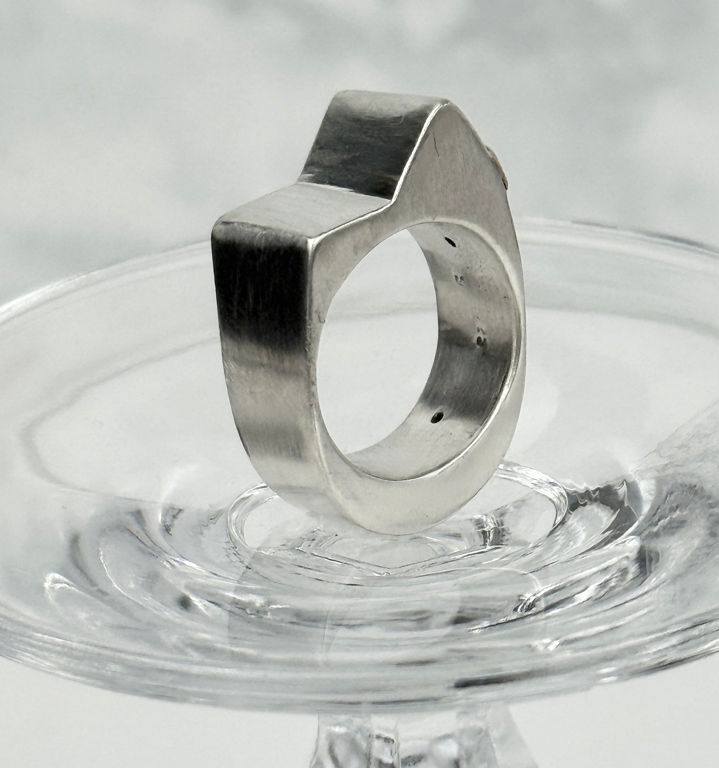 Sculptural Sterling Ring with Gold Filled Accent size 5.5