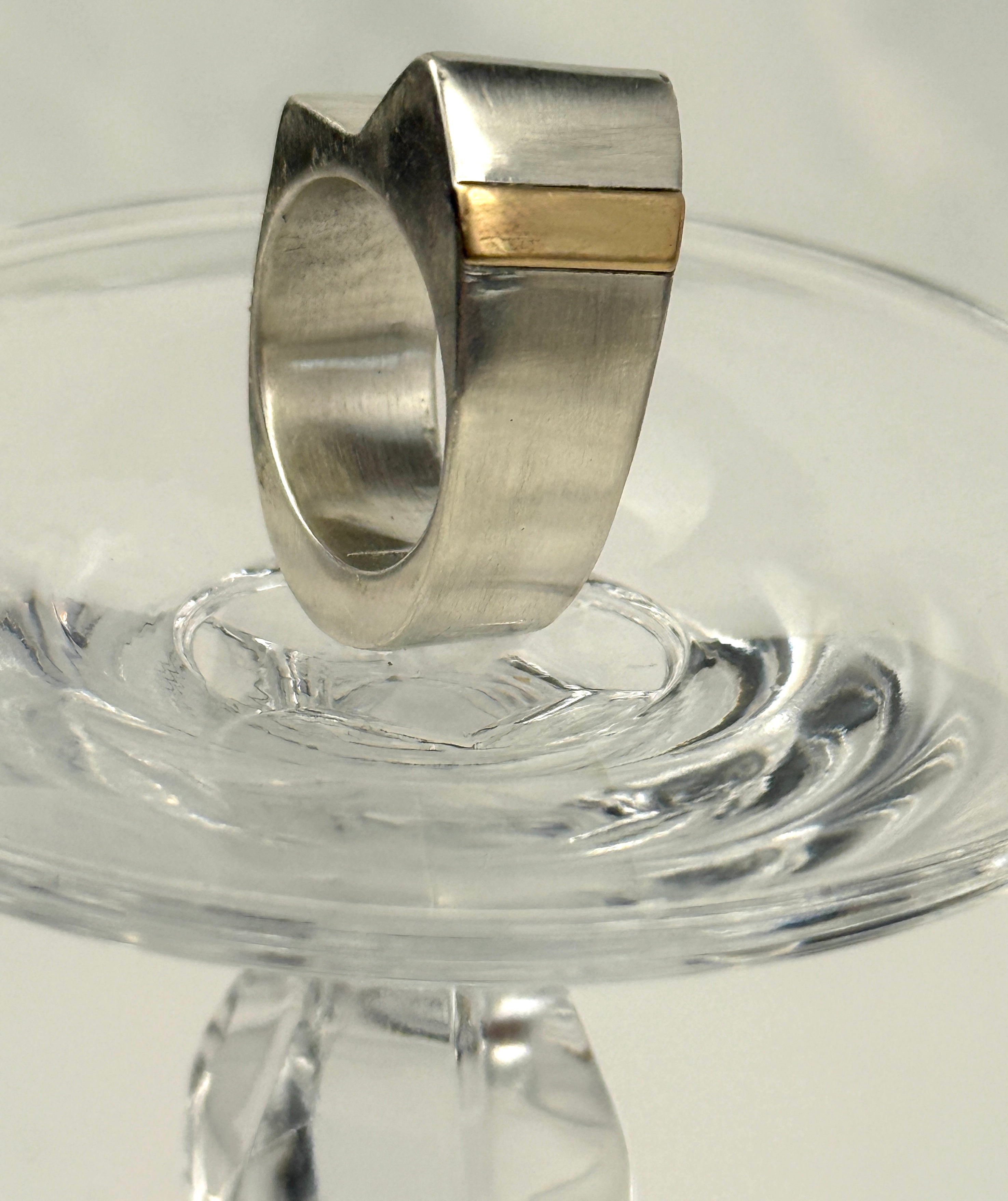Sculptural Sterling Ring with Gold Filled Accent size 5.5