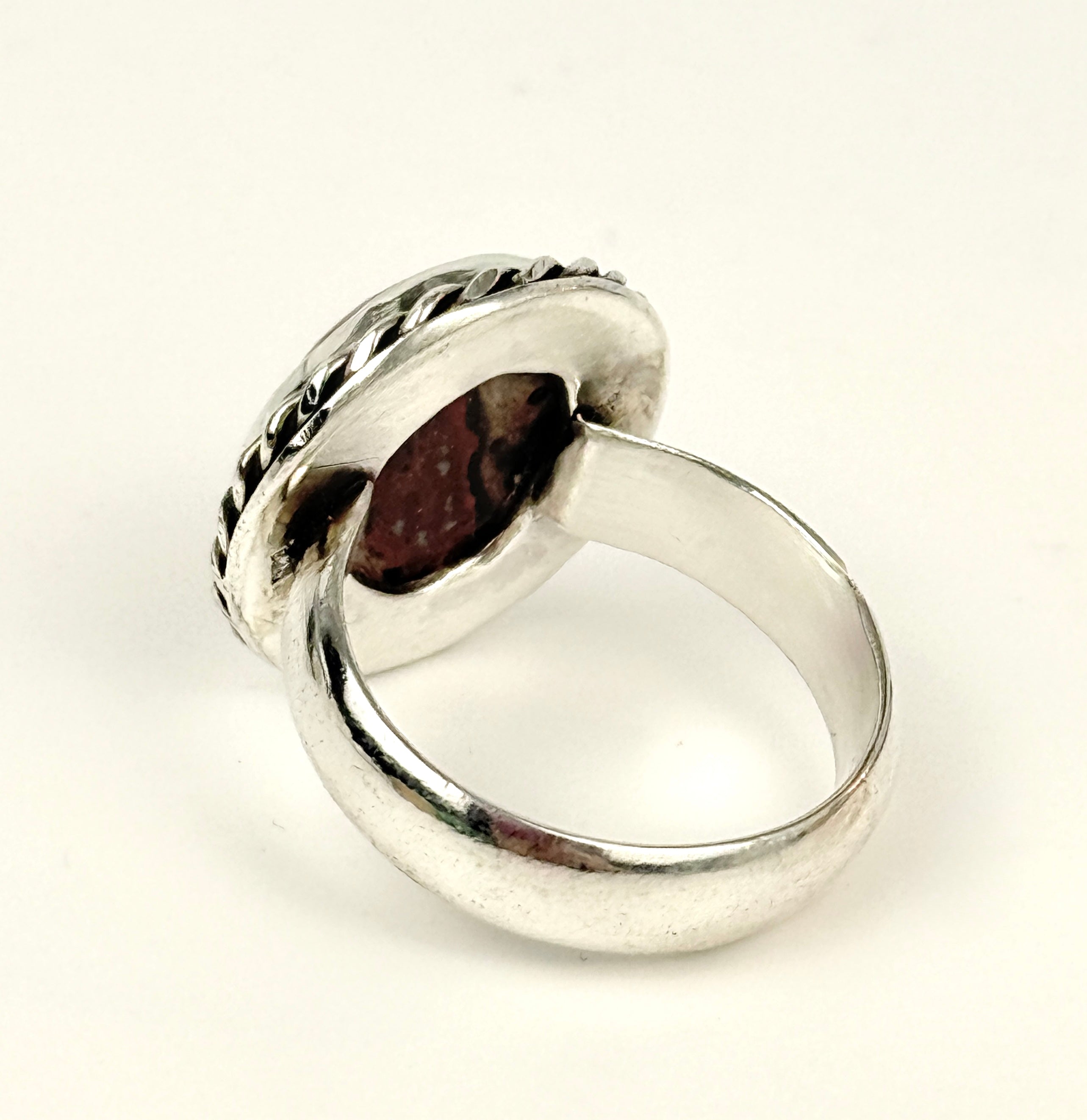 Animal Skin Jasper and Sterling Ring size 8 3/4
