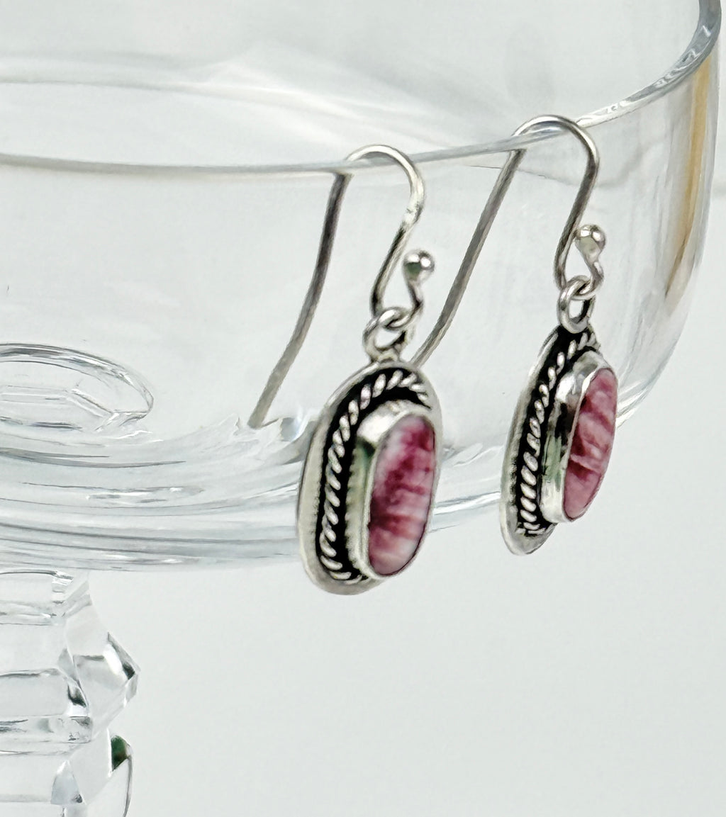 Spiny Oyster and Sterling Silver Earrings