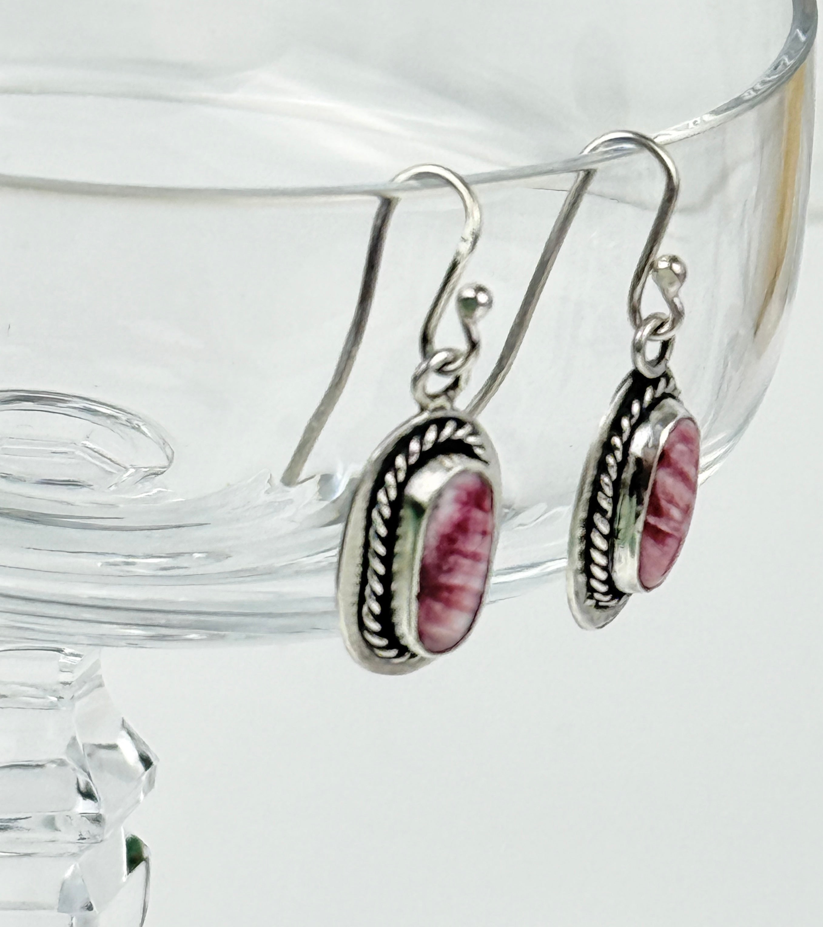 Spiny Oyster and Sterling Silver Earrings