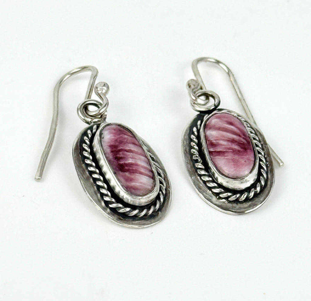 Spiny Oyster and Sterling Silver Earrings